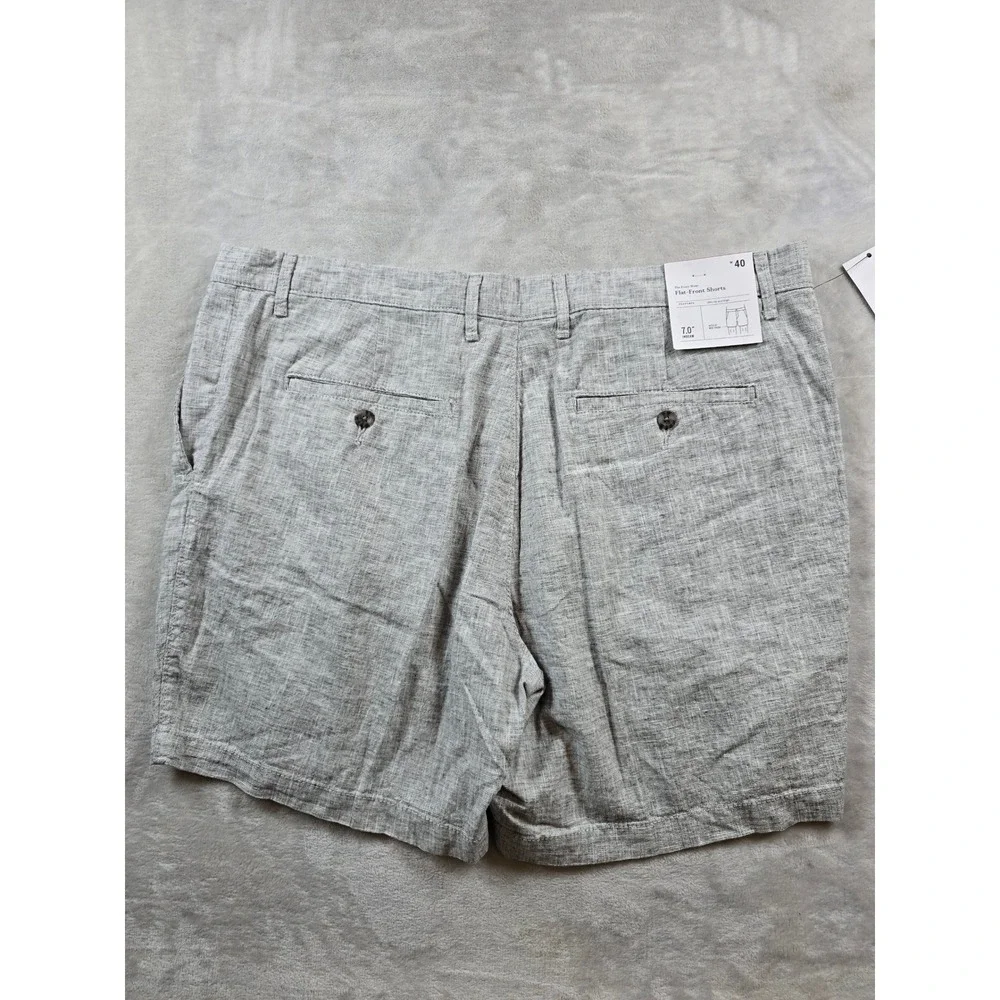 Goodfellow‎ Linen Shorts Mens 40 Gray Cotton Flat Front Every Wear Short NEW